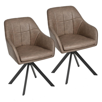 Esszimmerstühle drehbar 4er Set Grau Armlehnenstuhl Polsterstuhl drehstuhl Esszimmer drehstühle aus Samt Küchenstuhl mit Metallbeine für Wohnzimmer Esszimmer – Braun, 6er