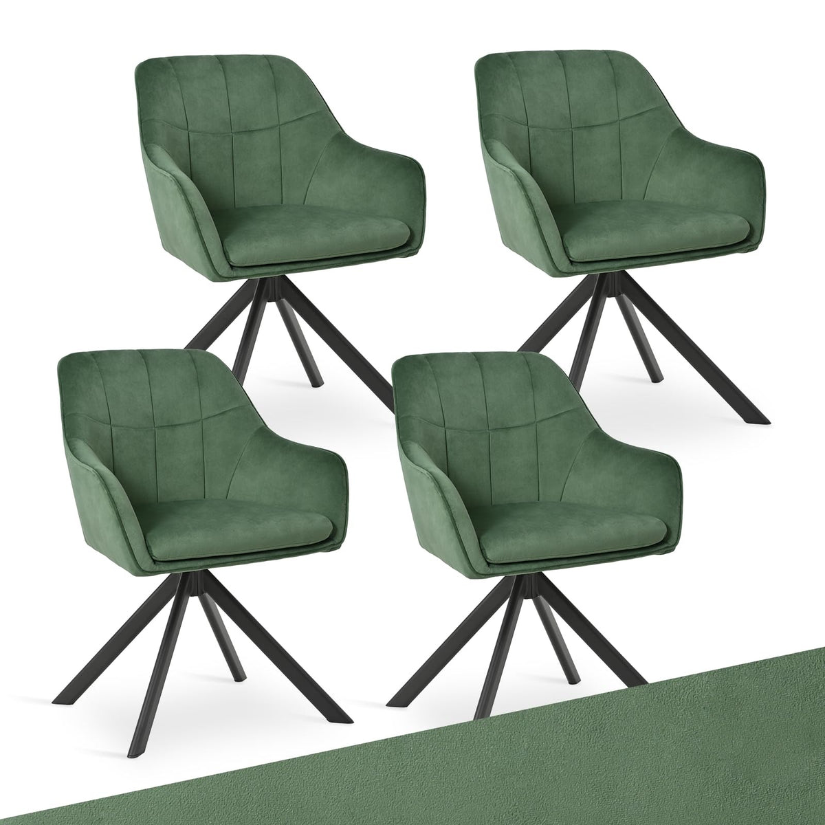 Esszimmerstühle drehbar 4er Set Grau Armlehnenstuhl Polsterstuhl drehstuhl Esszimmer drehstühle aus Samt Küchenstuhl mit Metallbeine für Wohnzimmer Esszimmer – Creme, 6er