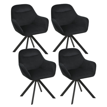 Esszimmerstühle Drehbar 4er Set mit Armlehne, 360° drehbar, Polsterstuhl Leinen, Drehstuhl Esszimmer Beige, Küchenstuhl mit Metallbeine für Esszimmer, Wohnzimmer, Büro – Braun, Standardgröße, 4