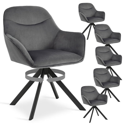 Esszimmerstühle Drehbar 4er Set mit Armlehne, 360° drehbar, Polsterstuhl Leinen, Drehstuhl Esszimmer Beige, Küchenstuhl mit Metallbeine für Esszimmer, Wohnzimmer, Büro – Schiefergrau, Standardgröße, 2