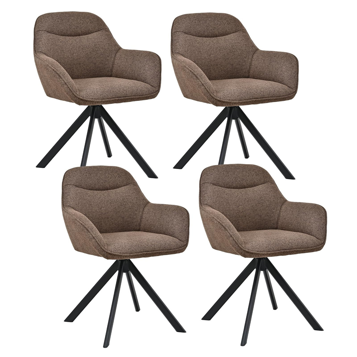 Esszimmerstühle Drehbar 4er Set mit Armlehne, 360° drehbar, Polsterstuhl Leinen, Drehstuhl Esszimmer Beige, Küchenstuhl mit Metallbeine für Esszimmer, Wohnzimmer, Büro – Beige, Standardgröße, 2
