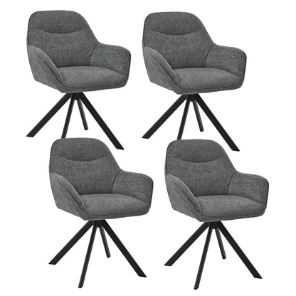 Esszimmerstühle Drehbar 4er Set mit Armlehne, 360° drehbar, Polsterstuhl Leinen, Drehstuhl Esszimmer Beige, Küchenstuhl mit Metallbeine für Esszimmer, Wohnzimmer, Büro – Dunkelgrau, Standardgröße, 2
