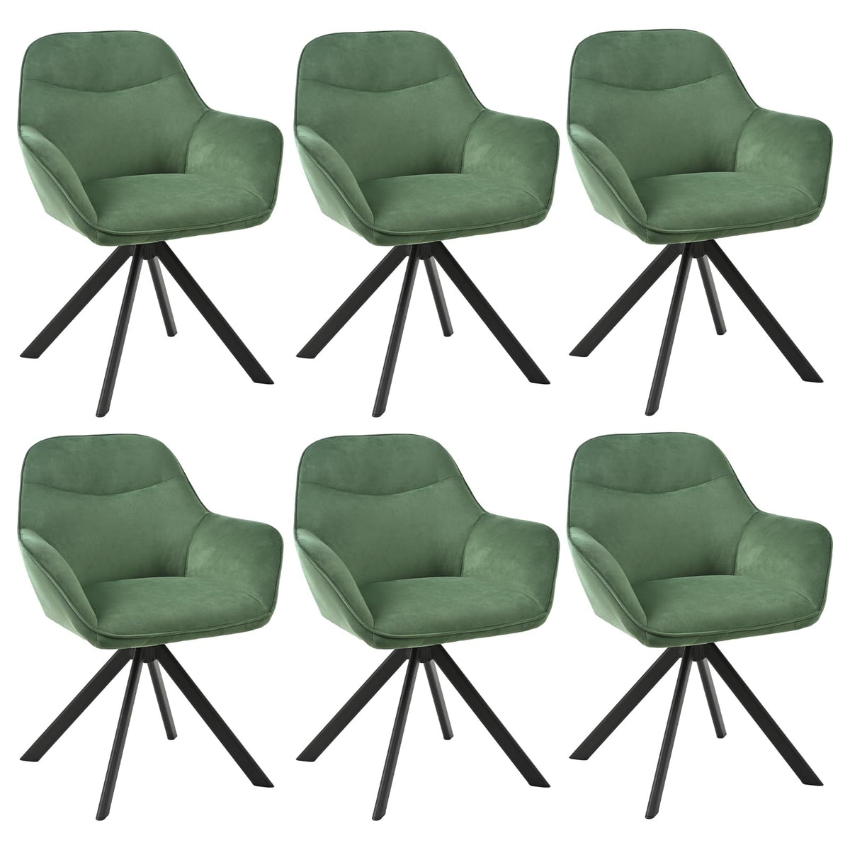 Esszimmerstühle Drehbar 4er Set mit Armlehne, 360° drehbar, Polsterstuhl Leinen, Drehstuhl Esszimmer Beige, Küchenstuhl mit Metallbeine für Esszimmer, Wohnzimmer, Büro – Schwarz, Standardgröße, 2