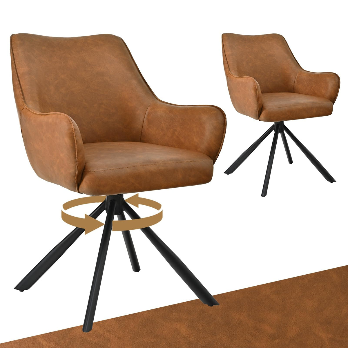 Esszimmerstühle Drehbar 4er Set mit Armlehne, gepolsterte Esszimmerstuhl mit hoher Rückenlehne für Esszimmer & Wohnzimmer, Büro, Beige1 – Standardgröße, Cremeweiß, 6