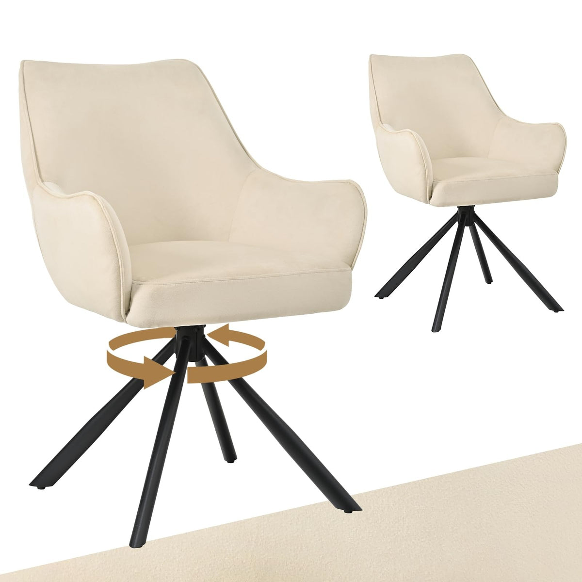 Esszimmerstühle Drehbar 4er Set mit Armlehne, gepolsterte Esszimmerstuhl mit hoher Rückenlehne für Esszimmer & Wohnzimmer, Büro, Beige1 – Standardgröße, Hellgrau, 4