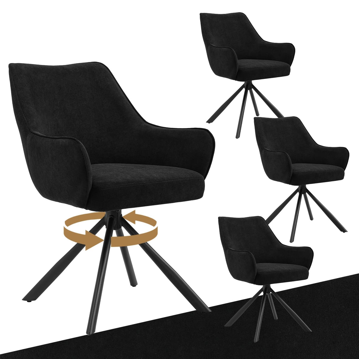 Esszimmerstühle Drehbar 4er Set mit Armlehne, gepolsterte Esszimmerstuhl mit hoher Rückenlehne für Esszimmer & Wohnzimmer, Büro, Beige1 – Standardgröße, Taupe, 4