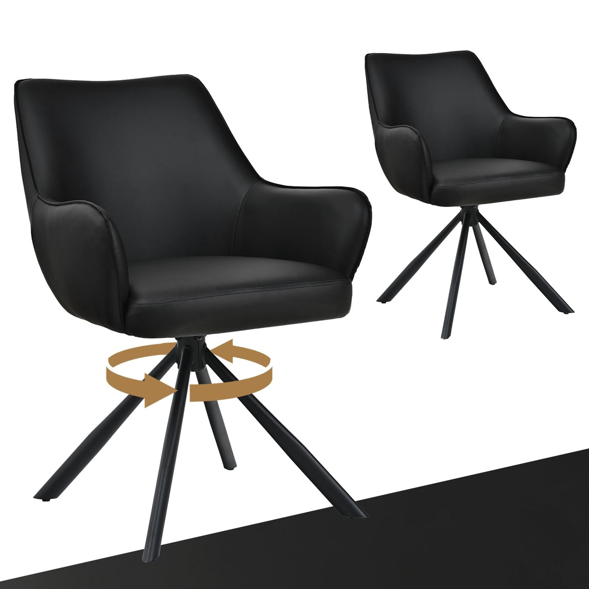 Esszimmerstühle Drehbar 4er Set mit Armlehne, gepolsterte Esszimmerstuhl mit hoher Rückenlehne für Esszimmer & Wohnzimmer, Büro, Beige1 – Standardgröße, Braun1, 4