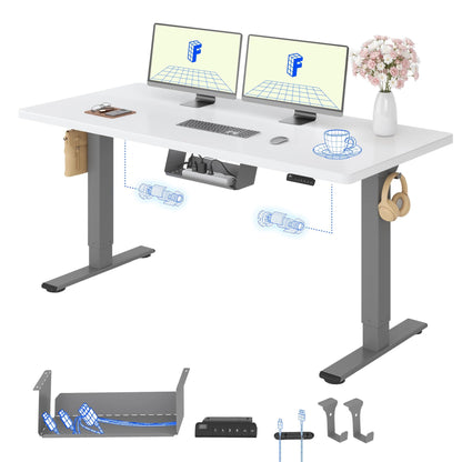 FLEXISPOT Höhenverstellbarer Schreibtisch elektrisch, Doppelmotor 160x80 cm – Schwarz Tischplatte+schwarz Tischgestell, 140 x 80 cm