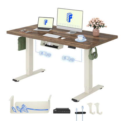 FLEXISPOT Höhenverstellbarer Schreibtisch elektrisch, Doppelmotor 160x80 cm – Walnussbraun Tischplatte+schwarz Tischgestell, 160 x 80 cm
