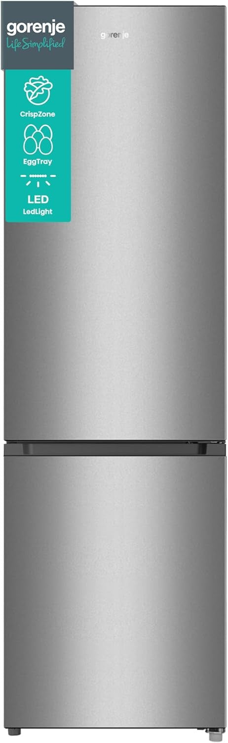 Gorenje RK 4182 PS4 Kühl-Gefrier-Kombination/ Höhe 180 cm/ Kühlen 198 L/ Gefrieren 66 L/ Gemüsefach/ 39dB/ LED Beleuchtung/ HxBxT: 180 x 55 x 55,7 cm / Grau – 304 L, Silber