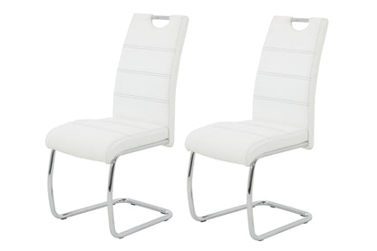 Hela Tische 4er Set Schwingstuhl, Küchenstuhl Flora, Kunstleder Grau, Griffmulde, Metallgestell verchromt, 42x57x98 cm – Kunstleder, Grau, 2er Set