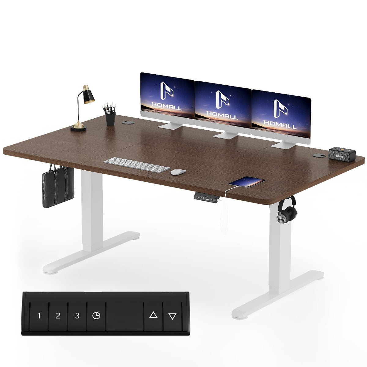 Homall Elektrischer Schreibtisch höhenverstellbar Weiß – Sitz-Steh-Schreibtisch mit USB-A, Memory-Funktion & Kabelmanagement – 160_x_80_cm, Weiß