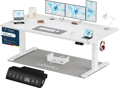 Homall Elektrischer Schreibtisch höhenverstellbar Weiß – Sitz-Steh-Schreibtisch mit USB-A, Memory-Funktion & Kabelmanagement – 140_x_70_cm, Schwarz + Nussbaum