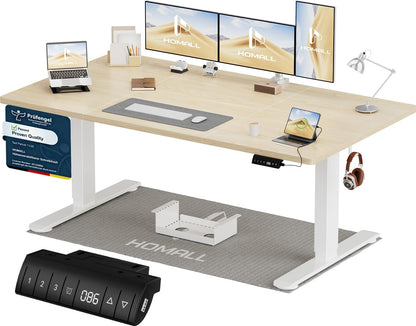 Homall Elektrischer Schreibtisch höhenverstellbar Weiß – Sitz-Steh-Schreibtisch mit USB-A, Memory-Funktion & Kabelmanagement