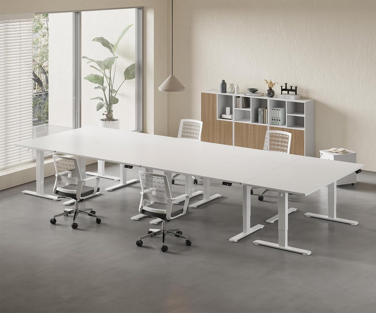 Homall Elektrischer Schreibtisch höhenverstellbar Weiß – Sitz-Steh-Schreibtisch mit USB-A, Memory-Funktion & Kabelmanagement