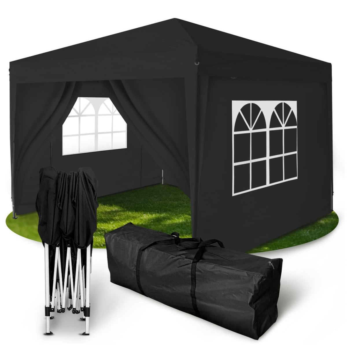 Kronenburg Faltpavillon wasserdicht Dachmaß 3 x 3 m UV Schutz 50+ Pavillon in Champagner mit 4 Seitenteilen – Champagner, 3 x 3 m mit 4 Seitenteilen
