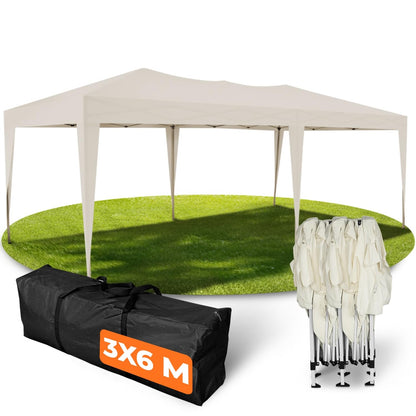 Kronenburg Faltpavillon wasserdicht Dachmaß 3 x 3 m UV Schutz 50+ Pavillon in Champagner mit 4 Seitenteilen – rot, 3 x 3 m mit 2 Seitenteilen