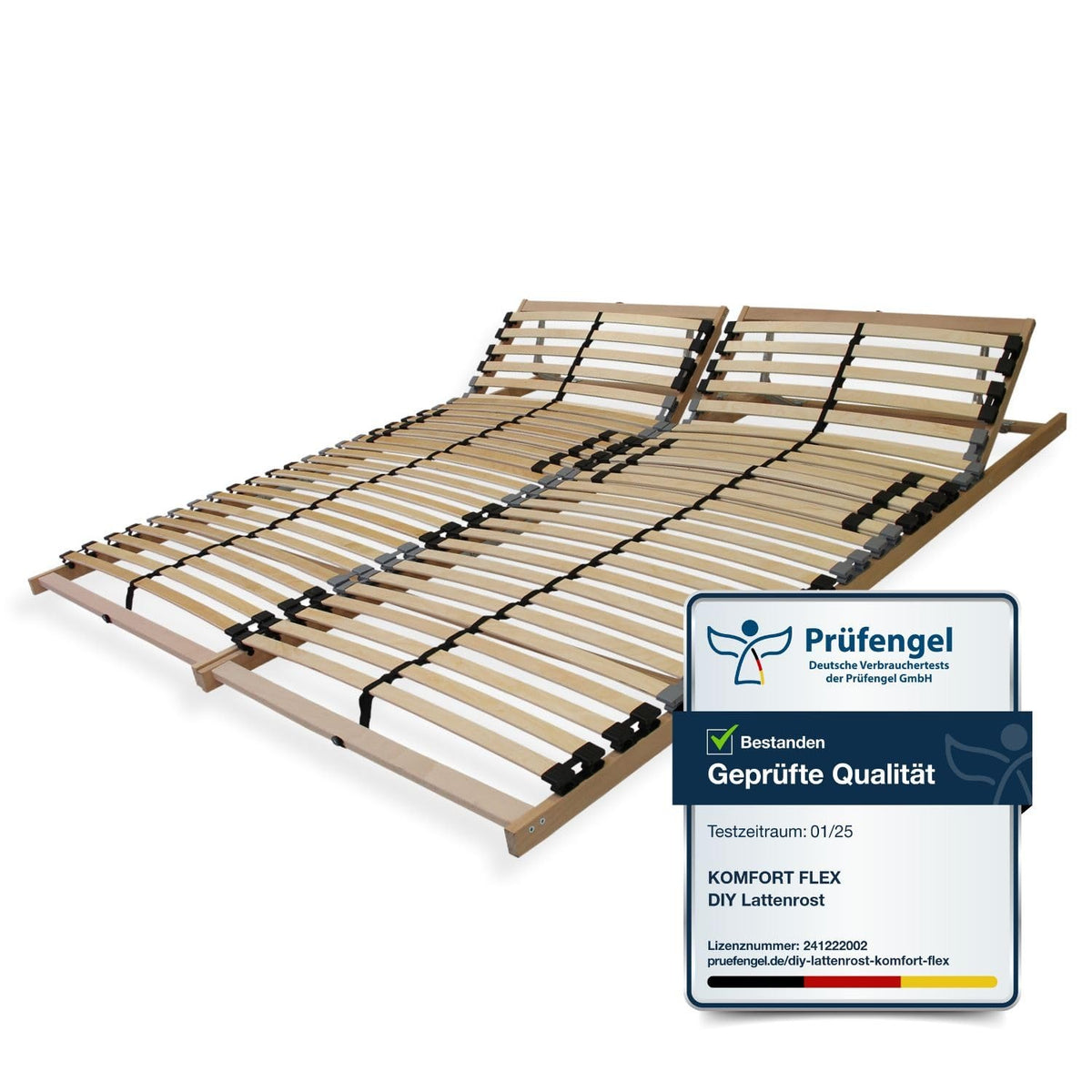 Lattenrost 140x200 Premium Strong bis 200Kg, Kopfteil verstellbar, 7-Zonen-Lattenrost mit 42 Latten, Hergestellt in Deutschland, extra stabil aus Buchenholz – 80 x 200 cm, Starr | 28 Leisten | Unmontiert