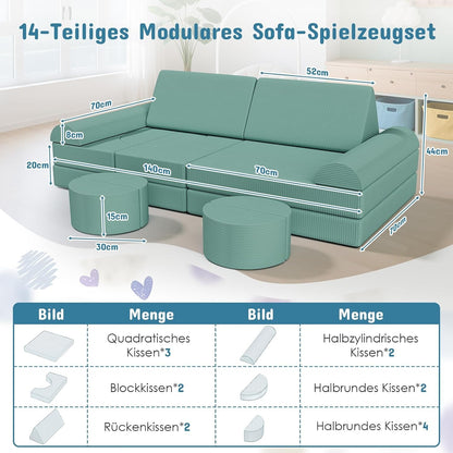 MAMIZO Spielsofa Cord, Kindersofa-Bausteine,Spielsofa für Kinder Oeko-TEX
