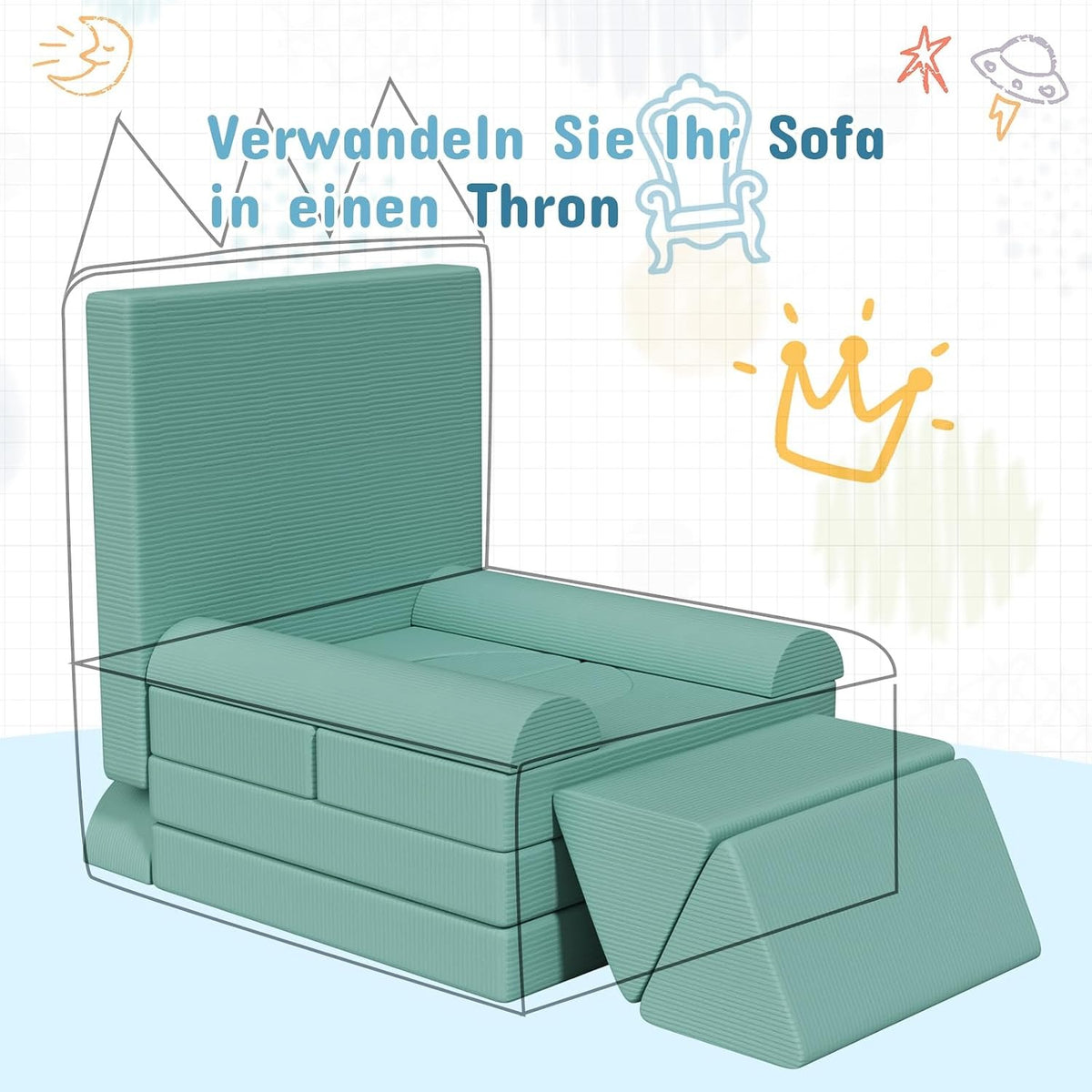 MAMIZO Spielsofa Cord, Kindersofa-Bausteine,Spielsofa für Kinder Oeko-TEX