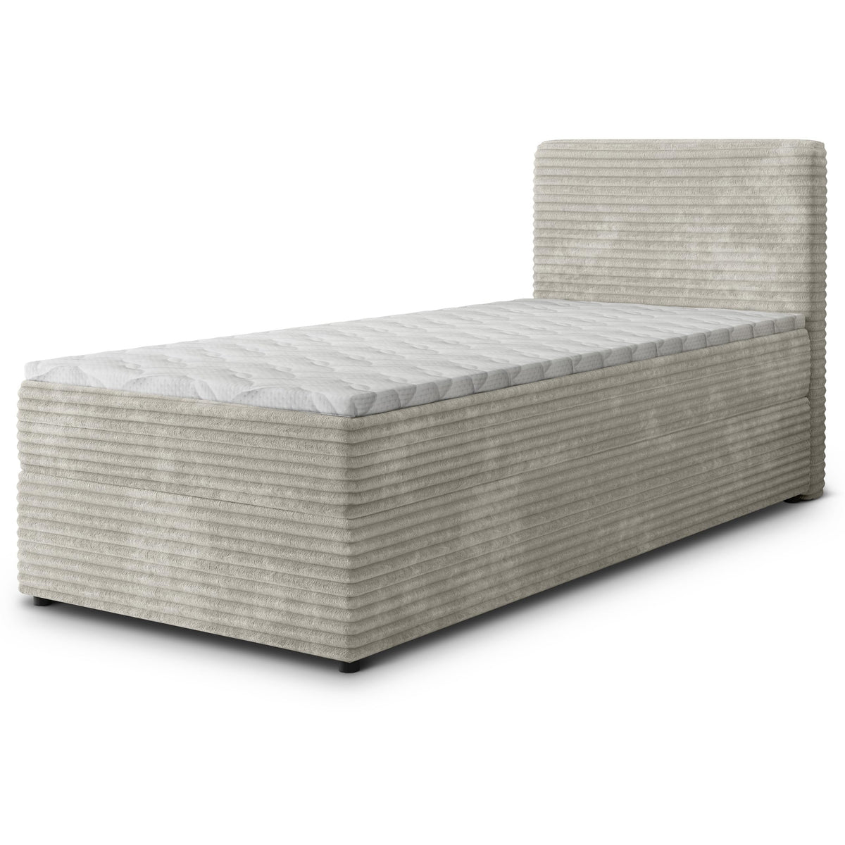 Masseno Boxspringbett PISA Creme mit Matratze & Topper, Polsterbett mit Bettkasten und gepolstertem Kopfteil – Blau, 180x200 cm