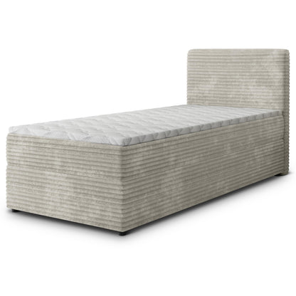 Masseno Boxspringbett PISA Creme mit Matratze & Topper, Polsterbett mit Bettkasten und gepolstertem Kopfteil – Blau, 180x200 cm