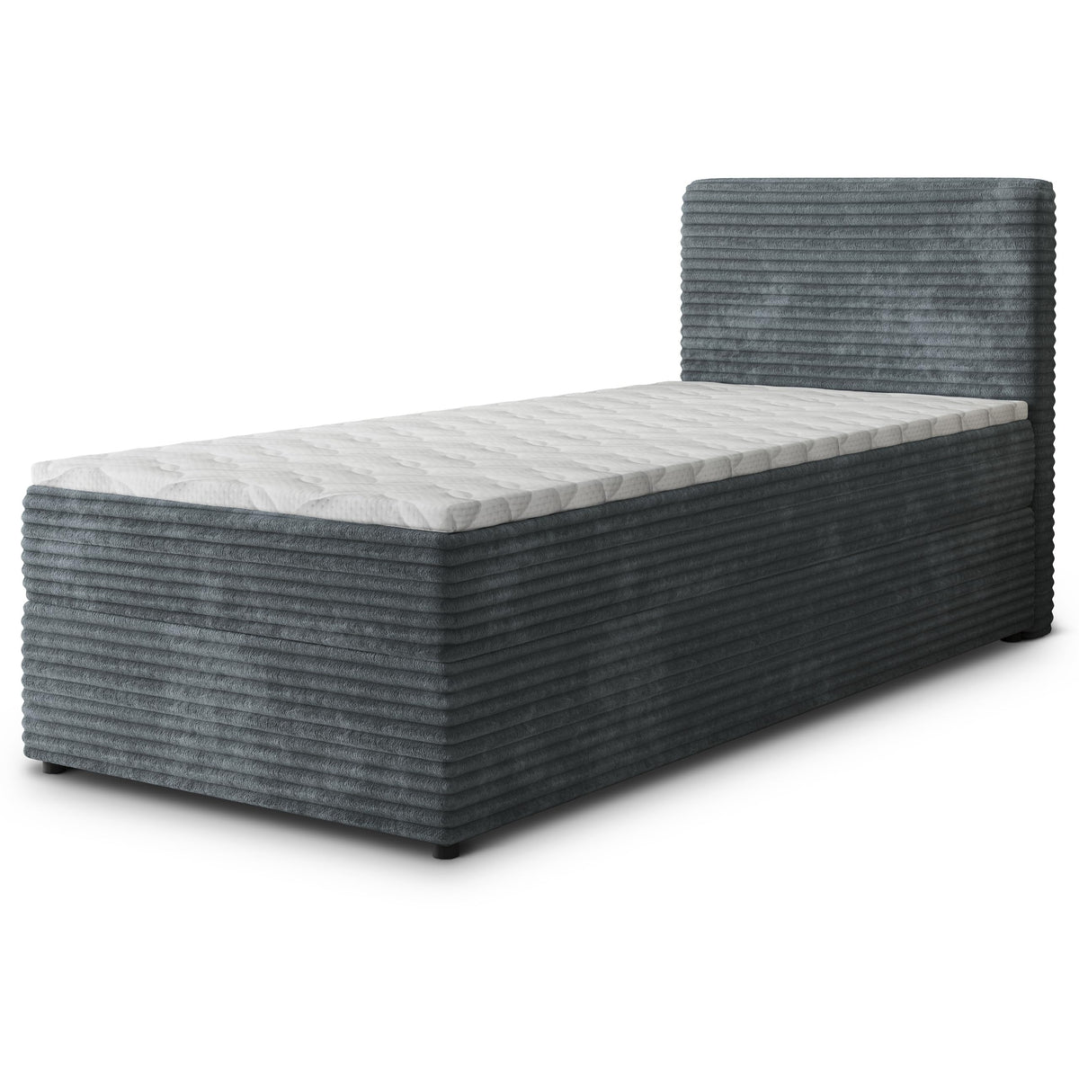 Masseno Boxspringbett PISA Creme mit Matratze & Topper, Polsterbett mit Bettkasten und gepolstertem Kopfteil – Hellgrau, 140x200 cm