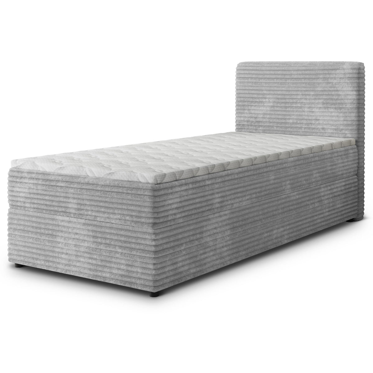 Masseno Boxspringbett PISA Creme mit Matratze & Topper, Polsterbett mit Bettkasten und gepolstertem Kopfteil – Beige, 80x200 cm