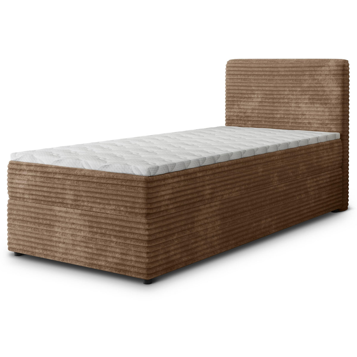 Masseno Boxspringbett PISA Creme mit Matratze & Topper, Polsterbett mit Bettkasten und gepolstertem Kopfteil – Creme, 80x200 cm