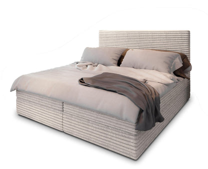 Masseno Boxspringbett PISA Creme mit Matratze & Topper, Polsterbett mit Bettkasten und gepolstertem Kopfteil – Rosa, 80x200 cm
