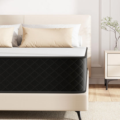 Matratze 140x200 Kaltschaum H2 H3 mit Öko-Tex Zertifiziert 25 cm Höhe, 7-Zone Taschenfederkernmatratze mit Memory-Schaum Bett Matratze 140x200x25cm – Weiß + Grau, 180*200*25cm