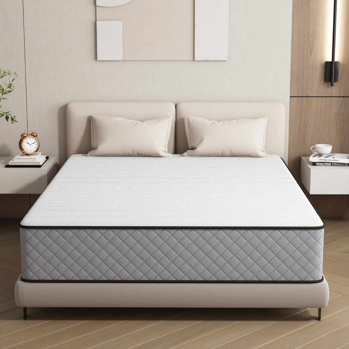 Matratze 140x200 Kaltschaum H2 H3 mit Öko-Tex Zertifiziert 25 cm Höhe, 7-Zone Taschenfederkernmatratze mit Memory-Schaum Bett Matratze 140x200x25cm – Weiß + Schwarz, 120*200*25cm