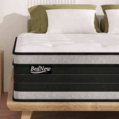 Matratze 180 x 200cm, Federkernmatratze H3 Höhe 31cm 7-Zonen Orthopädische Taschenfederkernmatratze mit Comfort Memory-Schaum Schicht – 180x200x34 cm, Schwarz & Weiß