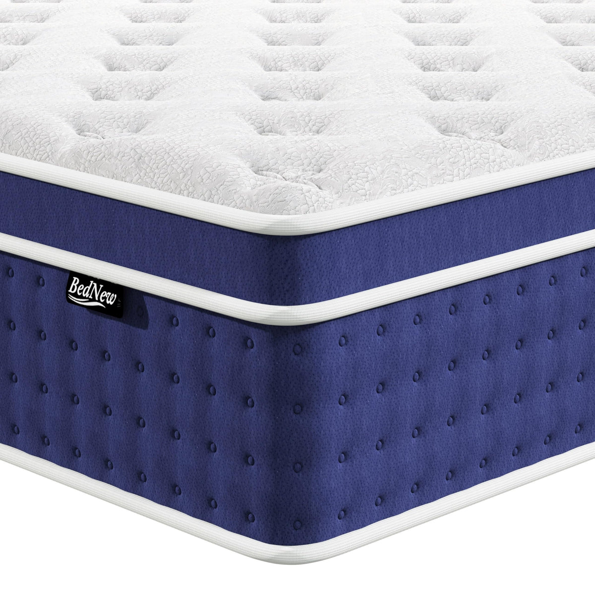 Matratze 180 x 200cm, Federkernmatratze H3 Höhe 31cm 7-Zonen Orthopädische Taschenfederkernmatratze mit Comfort Memory-Schaum Schicht – 90x200x29 cm, Weiß & Blau