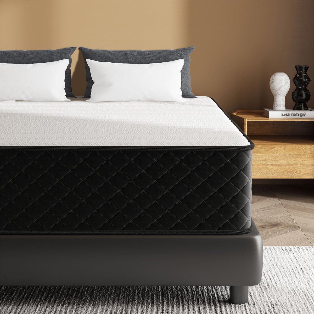 Matratze 180x200, Höhe 25cm mit Oeko-TEX Zertifiziert, Härtegrad H3 und H4, 7 Zonen Taschenfederkernmatratze mit Komfortschaum, Gewebe mit weicher, Langlebig & Hautfreundlich, 180x200x25cm – Weiß + Grau, Firm King-150x200, Mittel Fest