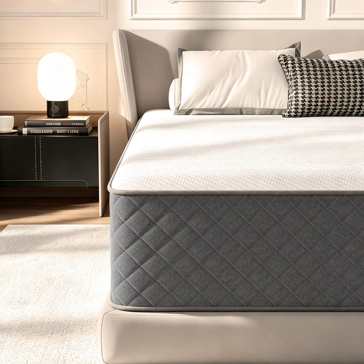 Matratze 180x200, Höhe 25cm mit Oeko-TEX Zertifiziert, Härtegrad H3 und H4, 7 Zonen Taschenfederkernmatratze mit Komfortschaum, Gewebe mit weicher, Langlebig & Hautfreundlich, 180x200x25cm – Schwarz, Super King-160x200x25cm, Extra Fest