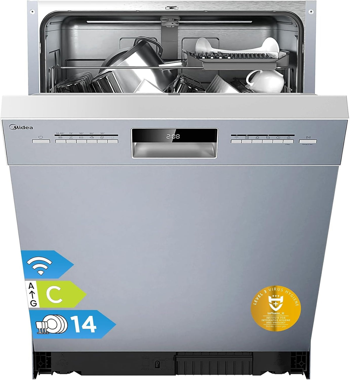 Midea Geschirrspüler Unterbau 60cm Spülmaschine Einbau 14 Maßgedecke EEK C – Unterbau,60cm,C