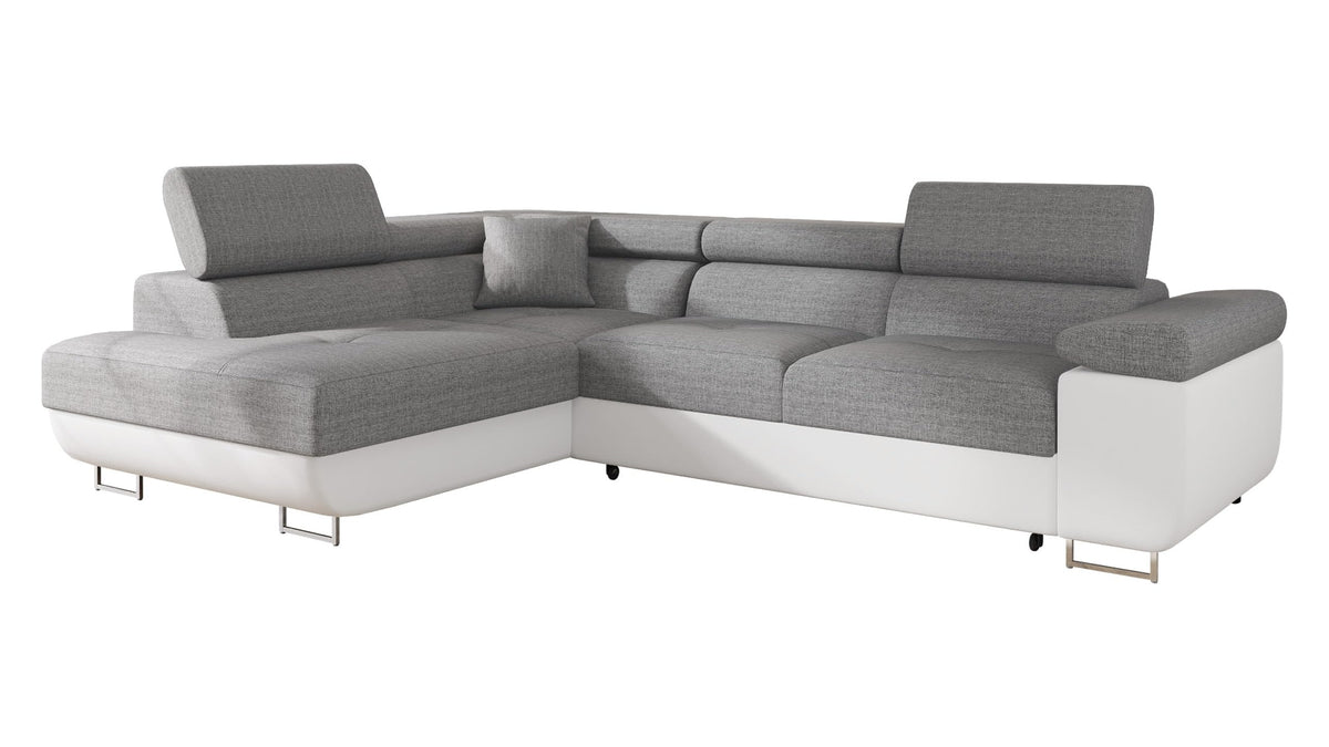 Mirjan24 Torezio Ecksofa mit Schlaffunktion & Bettkasten – L-Form Wohnlandschaft mit verstellbaren Kopfstützen, Schlafsofa für Wohnzimmer – Page: Right, Manila 35.