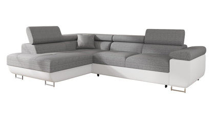 Mirjan24 Torezio Ecksofa mit Schlaffunktion & Bettkasten – L-Form Wohnlandschaft mit verstellbaren Kopfstützen, Schlafsofa für Wohnzimmer – Page: Right, Manila 35.