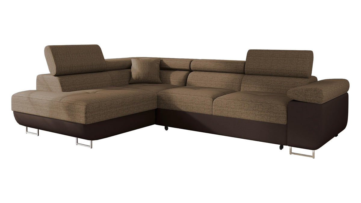 Mirjan24 Torezio Ecksofa mit Schlaffunktion & Bettkasten – L-Form Wohnlandschaft mit verstellbaren Kopfstützen, Schlafsofa für Wohnzimmer – Page: Right, Manila 26.