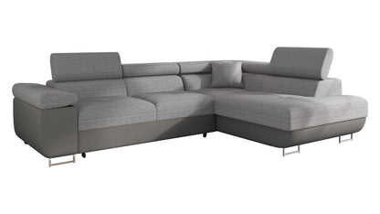 Mirjan24 Torezio Ecksofa mit Schlaffunktion & Bettkasten – L-Form Wohnlandschaft mit verstellbaren Kopfstützen, Schlafsofa für Wohnzimmer – Page: Left, Wave 05