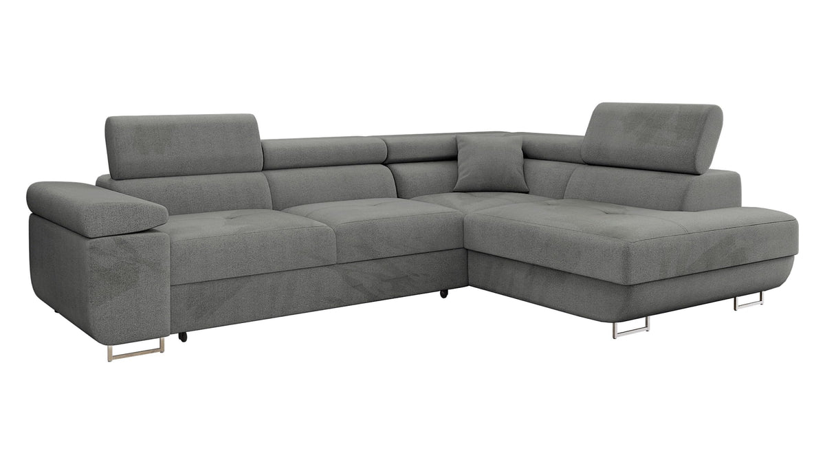 Mirjan24 Torezio Ecksofa mit Schlaffunktion & Bettkasten – L-Form Wohnlandschaft mit verstellbaren Kopfstützen, Schlafsofa für Wohnzimmer – Page: Right, Wave 05