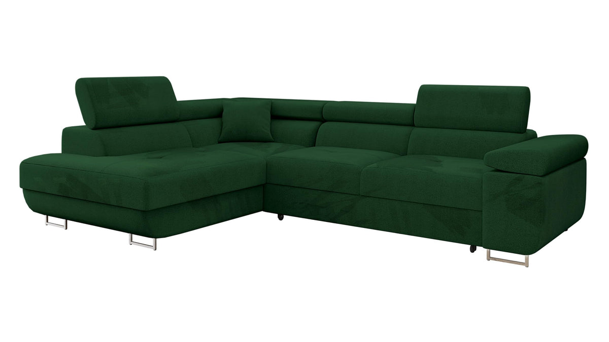 Mirjan24 Torezio Ecksofa mit Schlaffunktion & Bettkasten – L-Form Wohnlandschaft mit verstellbaren Kopfstützen, Schlafsofa für Wohnzimmer – Page: Right, Soft 017 + Lux 05