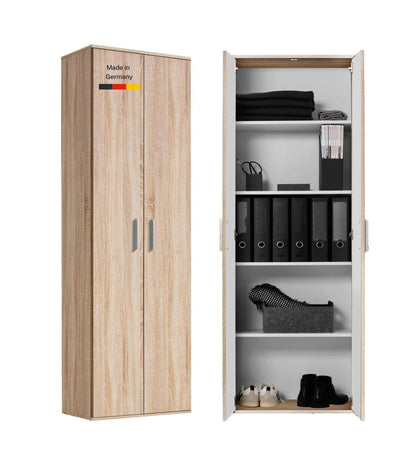 mokebo Mehrzweckschrank Besenschrank (60x180 cm) 'Der Lange' Hergestellt in Deutschland aus Holz auch als Haushaltsschrank Putzschrank Vorratsschrank Flurschrank Weiß