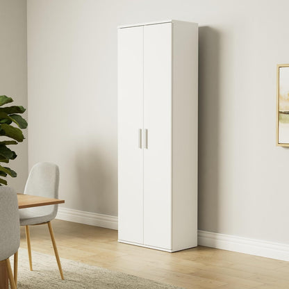 mokebo Mehrzweckschrank Besenschrank (60x180 cm) 'Der Lange' Hergestellt in Deutschland aus Holz auch als Haushaltsschrank Putzschrank Vorratsschrank Flurschrank Weiß