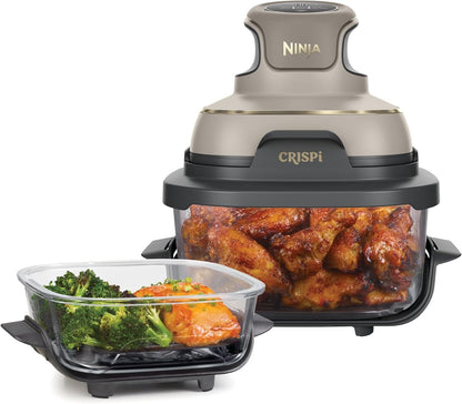 Ninja CRISPi tragbare Heißluftfritteuse Heißluftfritteuse, Stone Gold FN101EUSTGD – Steingrau/Gold