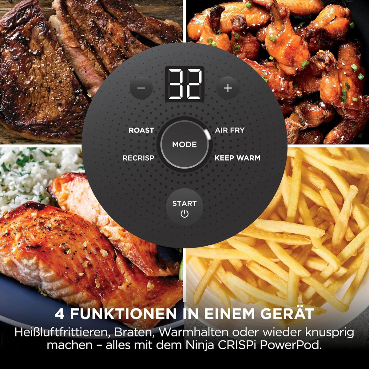 Ninja CRISPi tragbare Heißluftfritteuse Heißluftfritteuse, Stone Gold FN101EUSTGD