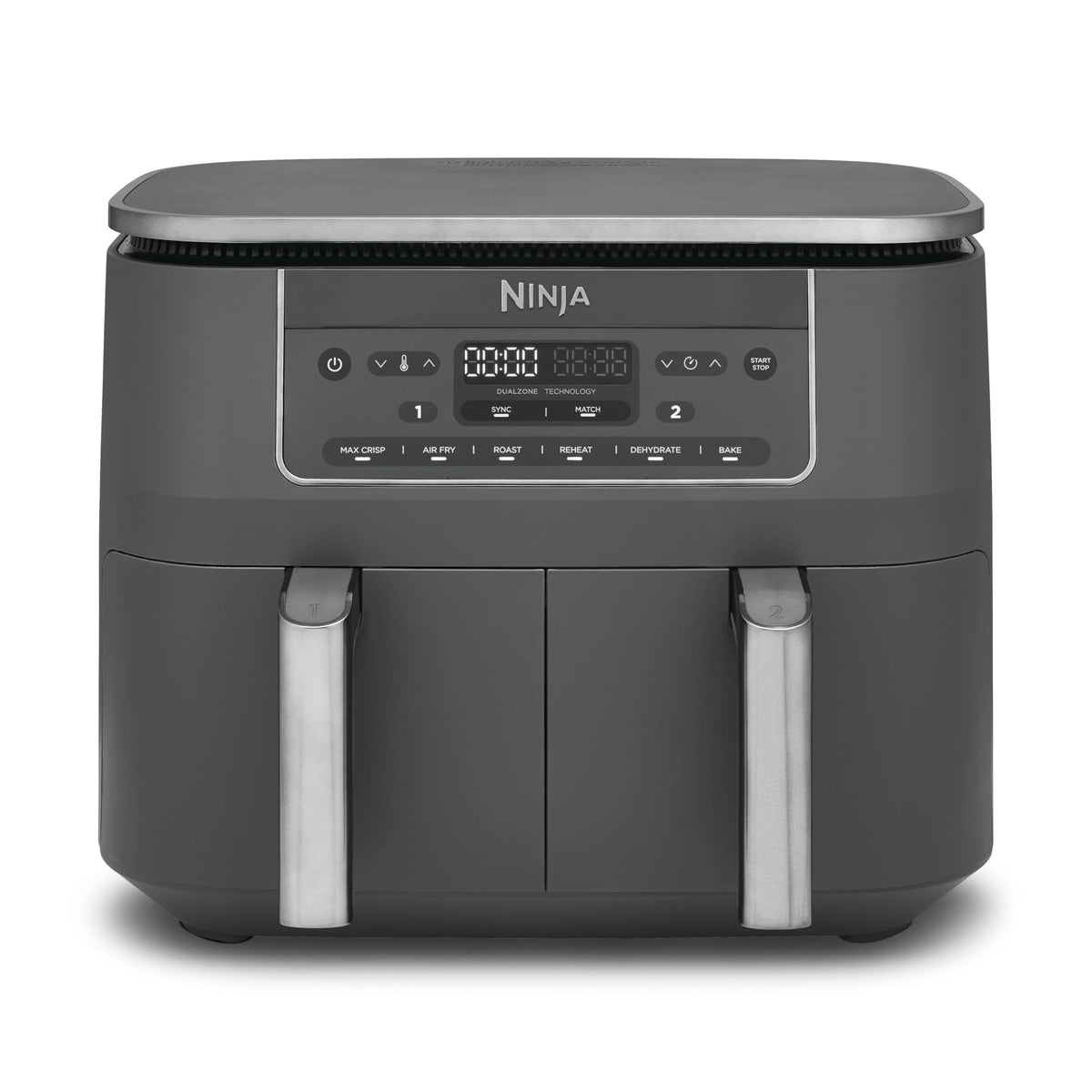 Ninja Dual Zone Digital Heißluftfritteuse, 2 Schubladen, Metallic Grau DZ400EU – Onyxschwarz, 9.5L