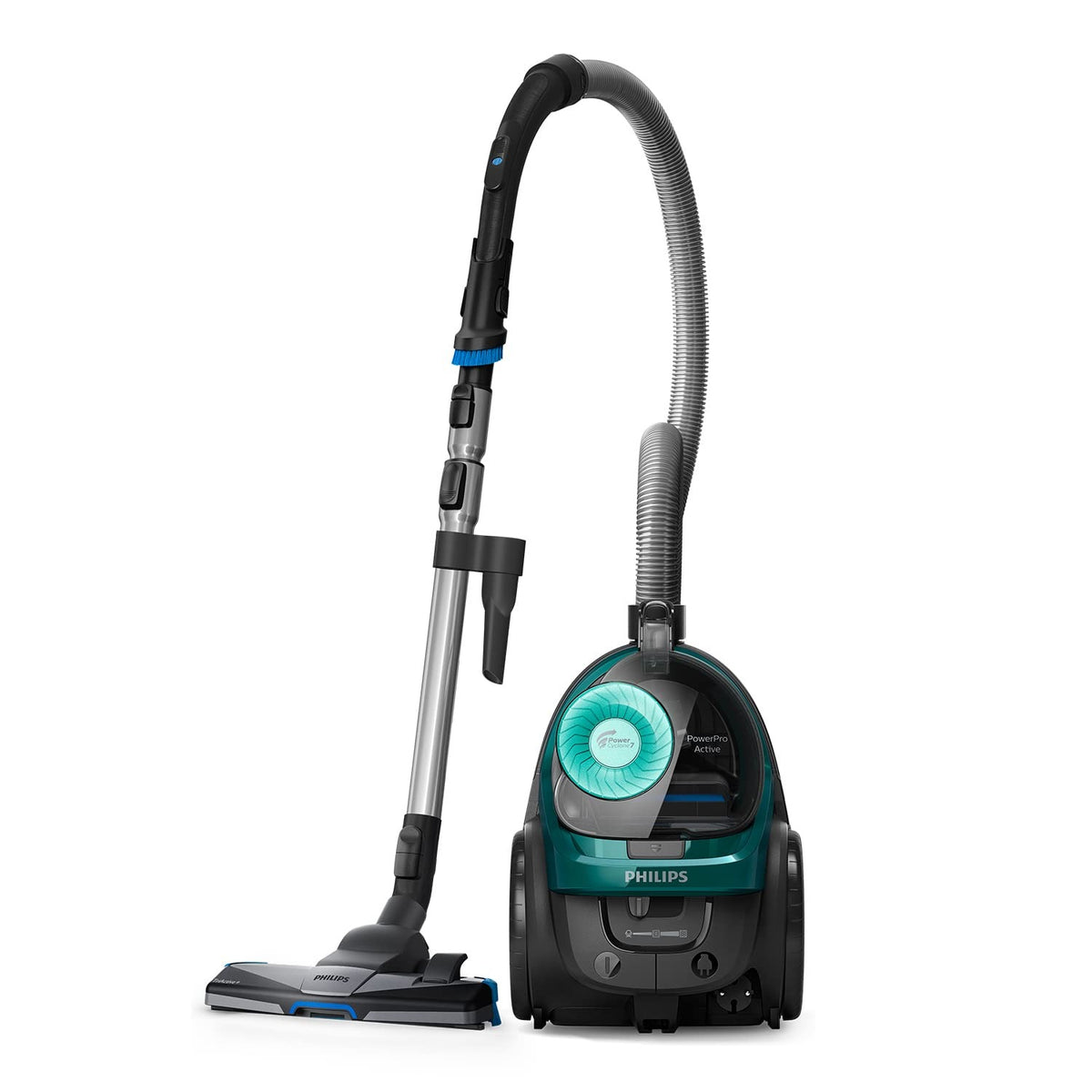 PHILIPS Beutelloser Staubsauger 7000 Serie, Blau, 900 W – TriActive+ LED-Düse, 2L Staubvolumen