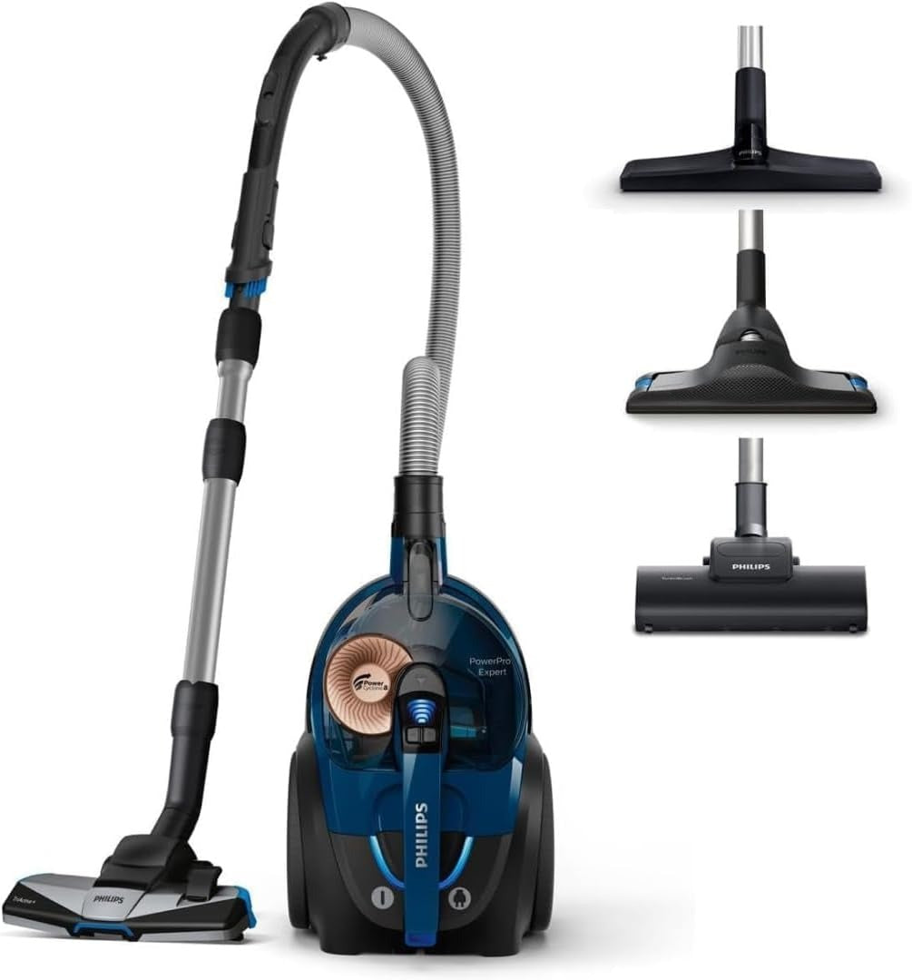 PHILIPS Beutelloser Staubsauger 7000 Serie, Blau, 900 W – TriActive+ LED-Düse, 1,5L Staubvolumen
